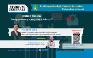 Read more about the article Kuliah Umum “Mengapa Orang Jepang Rajin Bekerja” Oleh Program Studi Agroteknologi Fakultas Pertanian UNAS